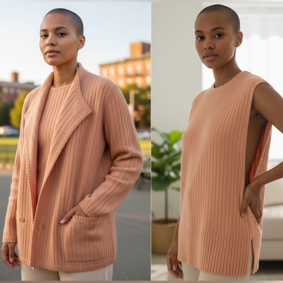 Adrienne Vittadini Sweaters - 2PC ADRIENNE VITTADINI LAMBS WOOL ANGORA CARDIGAN & VEST VINTAGE LUXURY SZ M